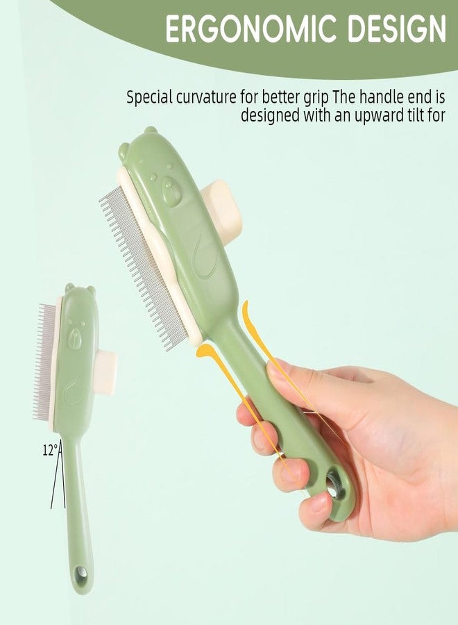 Qpets® Self-Cleaning Slicker Brush, One-Button Hair Release for Effortless Grooming, Gentle Rounded Tips for Sensitive Skin & Safe Dematting for Dogs & Cats with Long & Short Hair - Image 3
